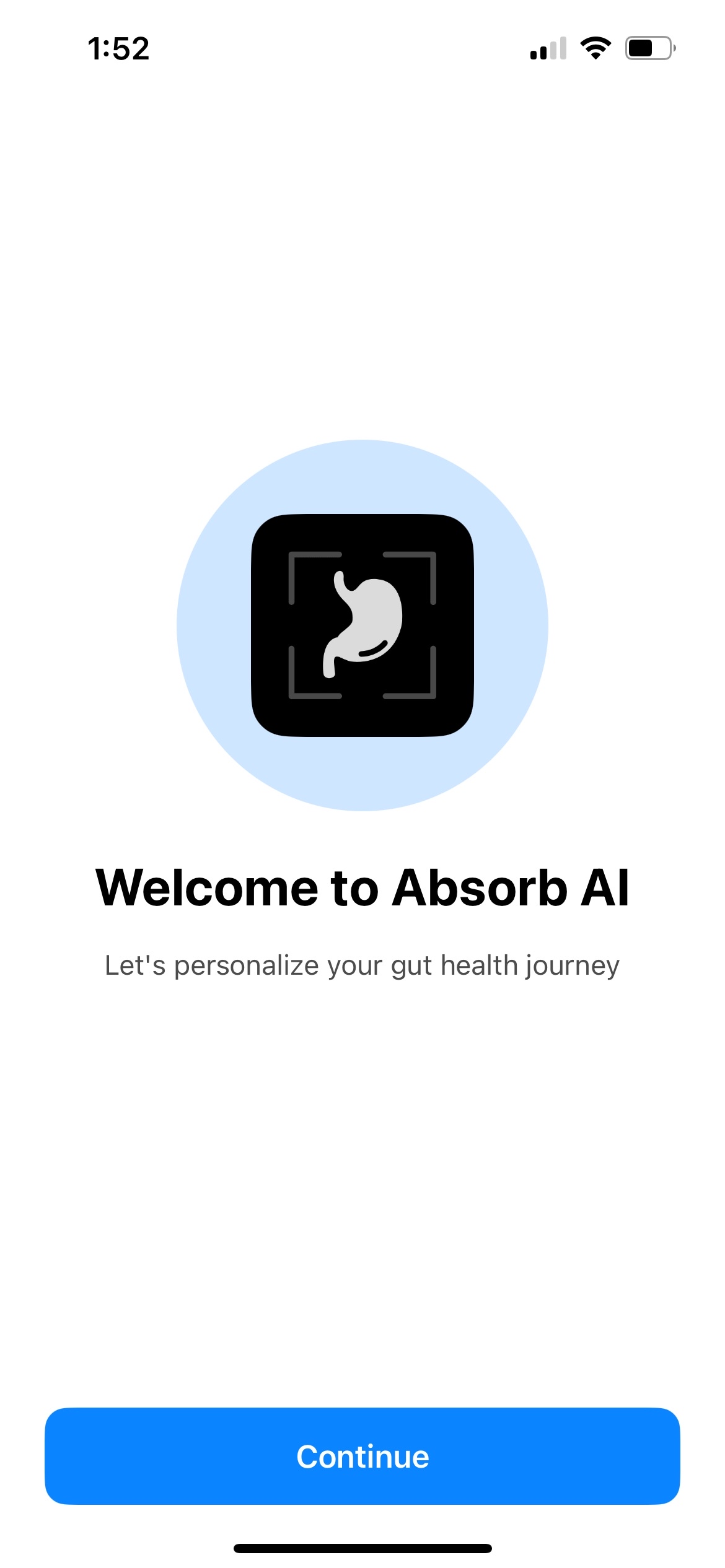 Absorb AI Welcome Screen